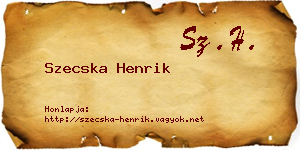 Szecska Henrik névjegykártya